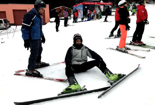 First step to a professional skiing career? A proper warm up!!