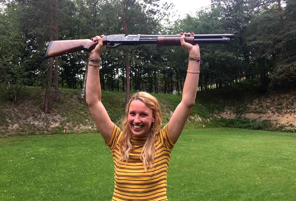 Clay pigeons shooting
